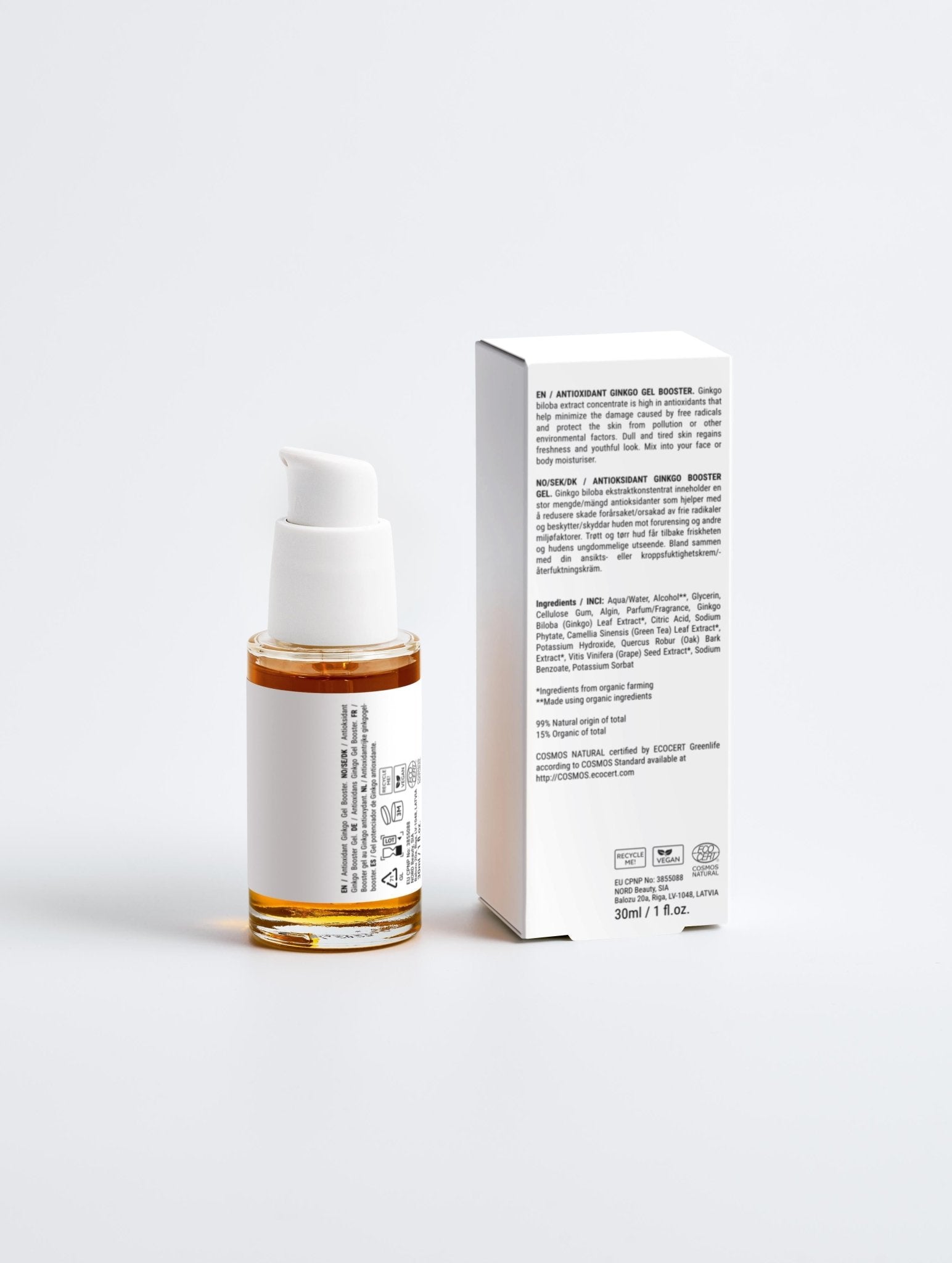 Maleda Antioxidant Ginkgo Gel Booster – Veido gelis su ginkmedžio ekstraktu ir vynuogių sėklų aliejumi galas #maledashop#