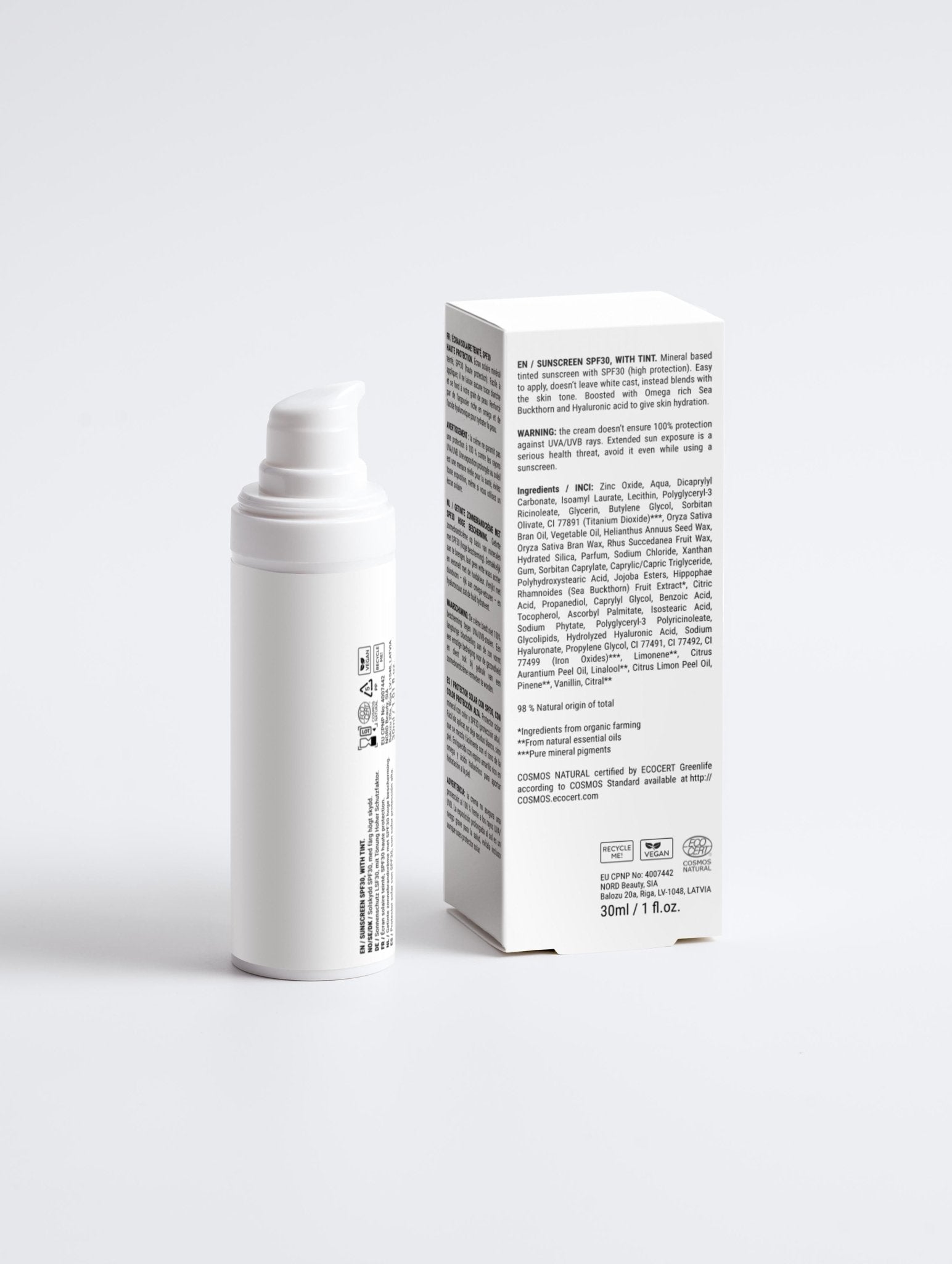 Maleda mineralinis veido kremas nuo saulės SPF30 – natūrali kosmetika su hialurono rūgštimi galas #maledashop#