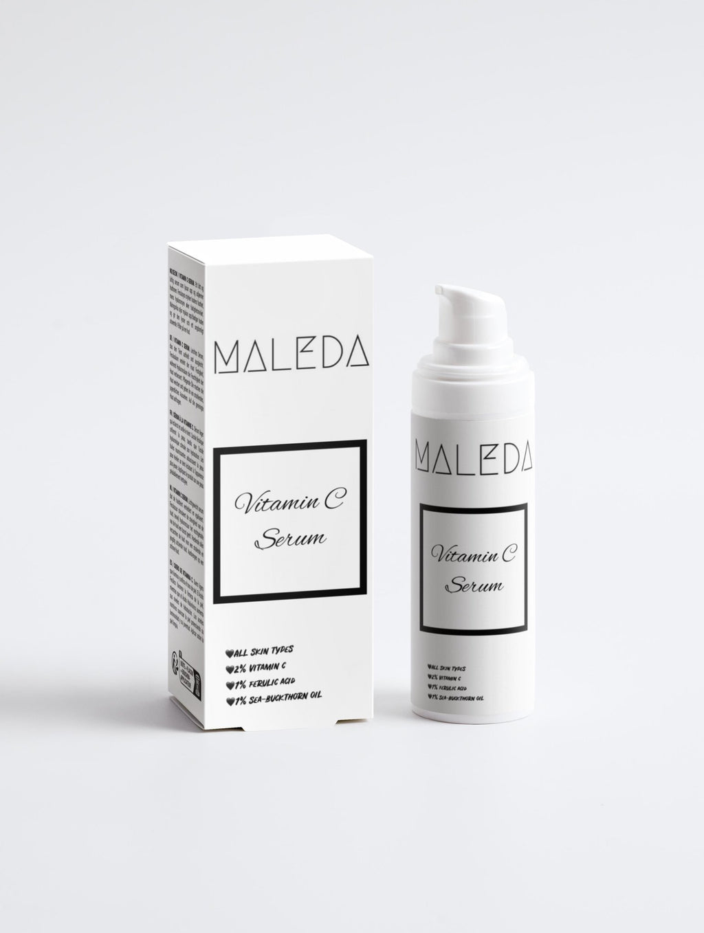 Maleda Vitamin C Serum – Veido serumas su hialurono rūgštimi ir natūraliais aliejais1 #maledashop#
